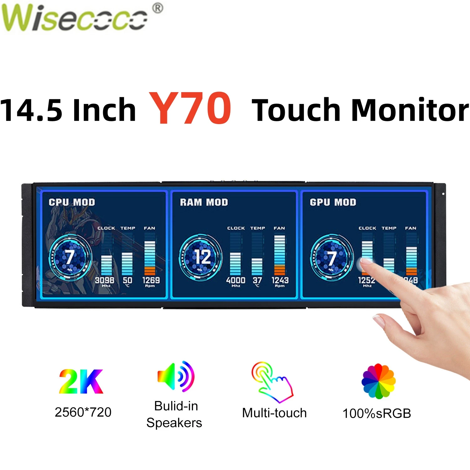 Pc Gaming Y70 - Wisecoco 12.6/14.5 Polegada 2k ips pc