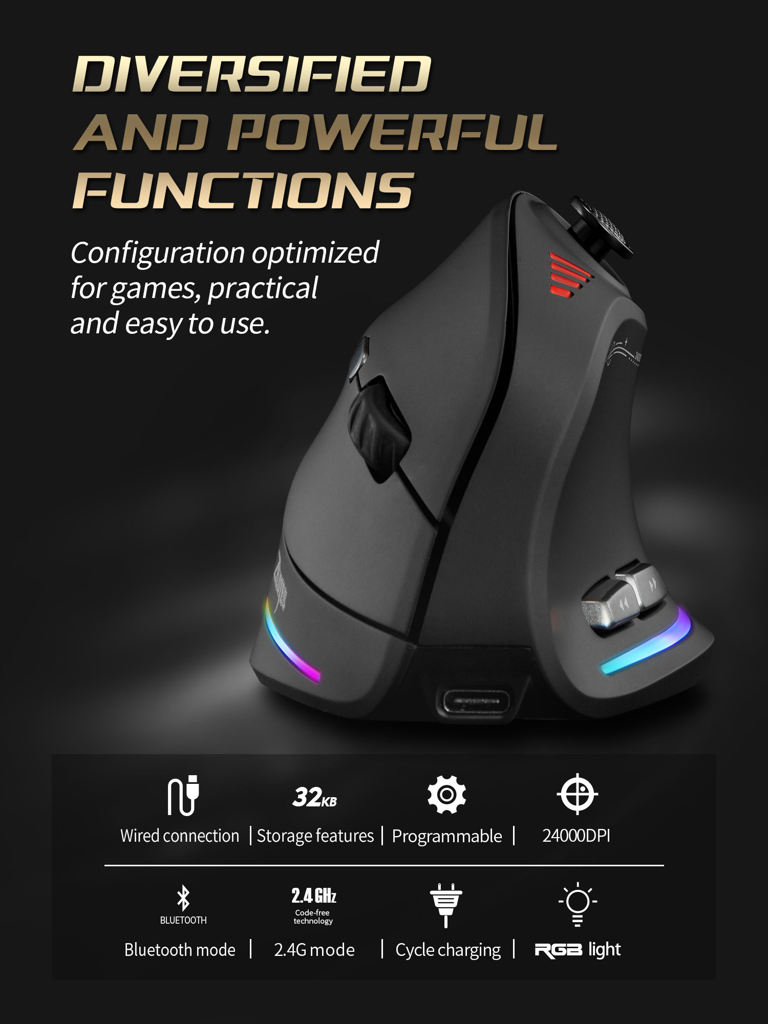 Jomaa RGB retroiluminado contr - Wireless Gaming Mouse avaliação e preço